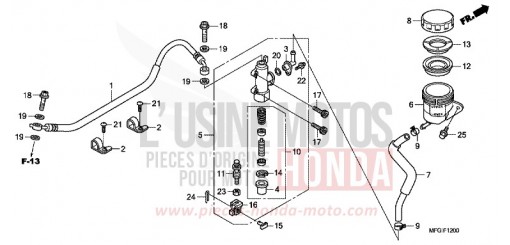 HAUPTBREMSZYLINDER, HINTEN (CB600F/F3) CB600FB de 2011